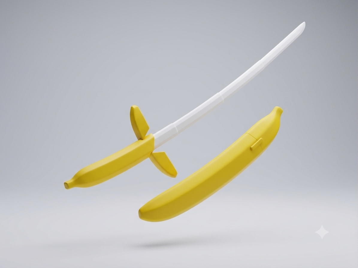 3D Printed Retractable Banana Sword Collapsible Fidget Toy