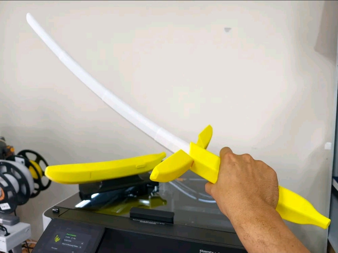 3D Printed Retractable Banana Sword Collapsible Fidget Toy